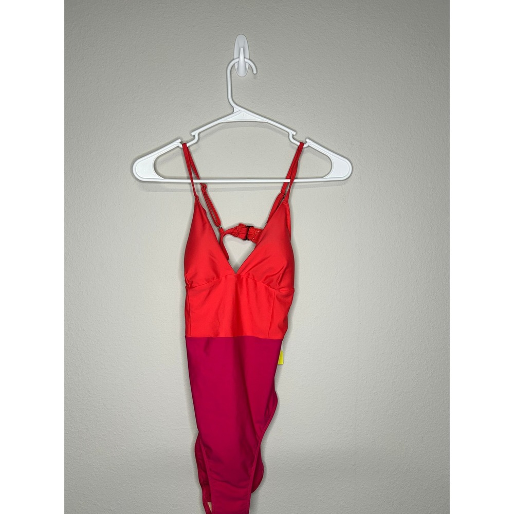 NWT Summersalt Size 4 Colorblock Red Pink Plunge One Piece Swimsuit